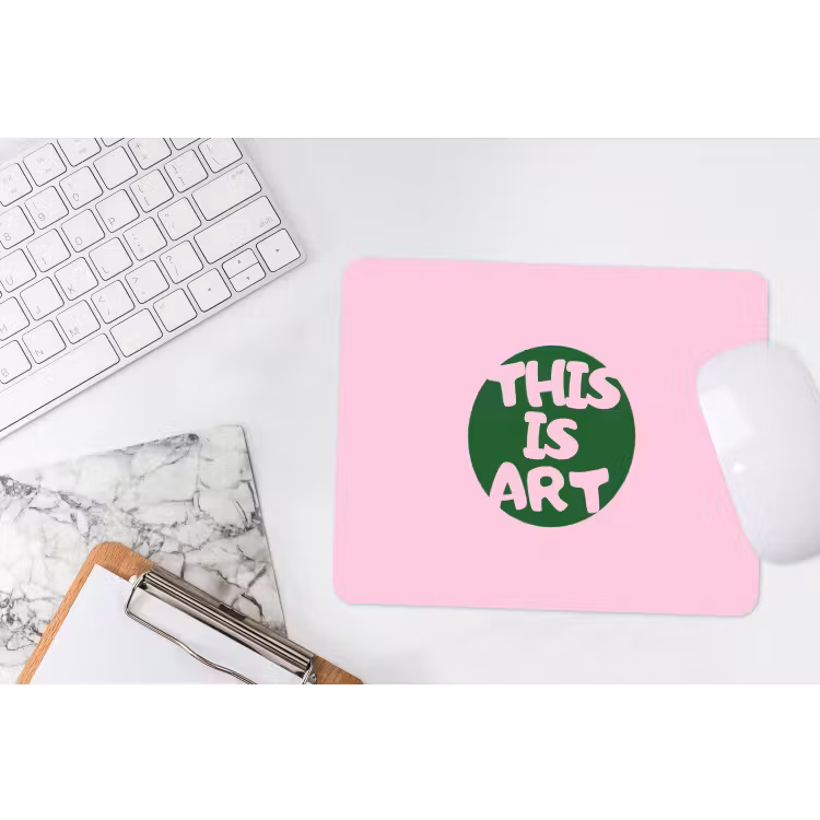 This is art - Tekst - Cirkel - Groen muismat rubber klein -witbureau