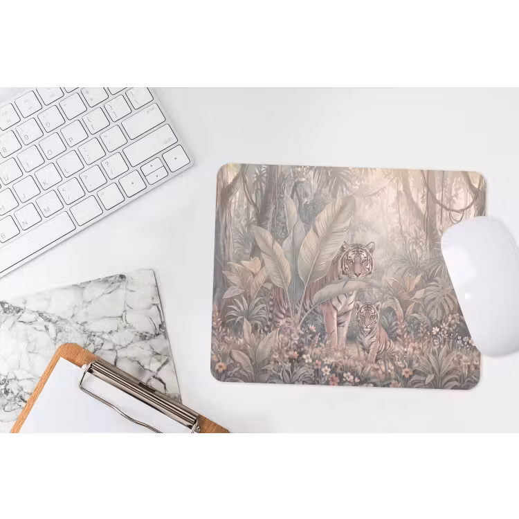 Tijger - Welp - Jungle - Illustratie - Dieren muismat rubber klein -witbureau
