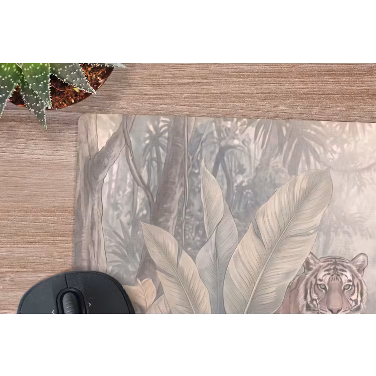 Tijger - Welp - Jungle - Illustratie - Dieren muismat rubber klein -closeup