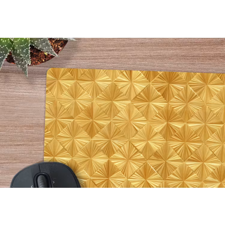 Tegels - Geometrisch - Reliëf - Goud muismat rubber klein 262 -closeup