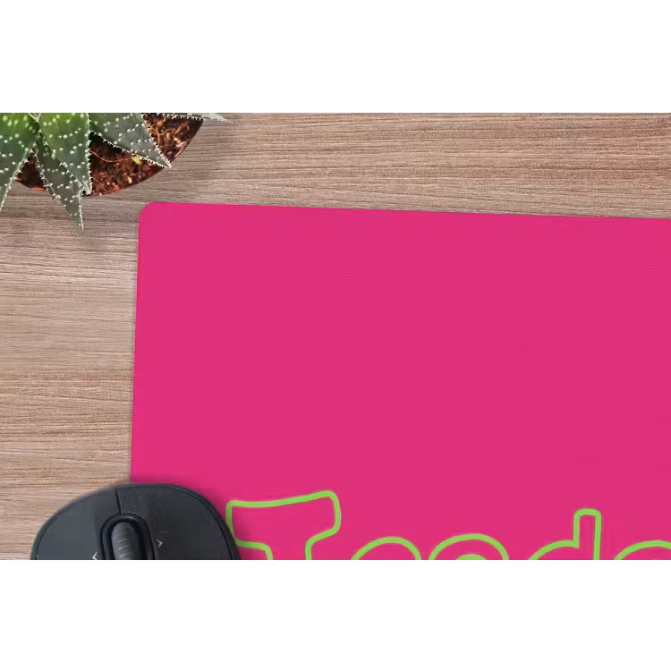 Toedeloe - Groen - Roze muismat rubber klein -closeup