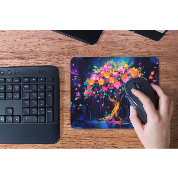 Boom - Bloemen - Magisch - Gekleurde muismat rubber klein -toetsenbord