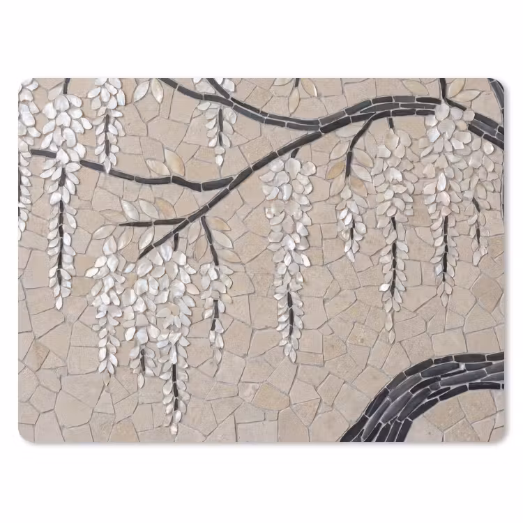 Boom - Bloemen - Mozaïek - Kunst - Wit muismat rubber klein -3d