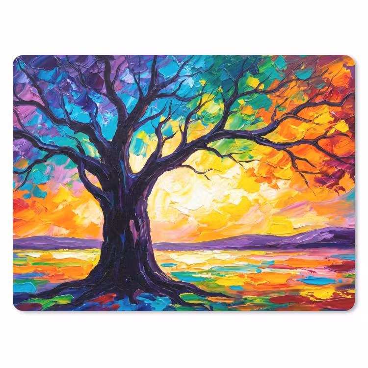 Boom - Landschap - Natuur - Abstract - Kleurrijk muismat rubber klein -3d