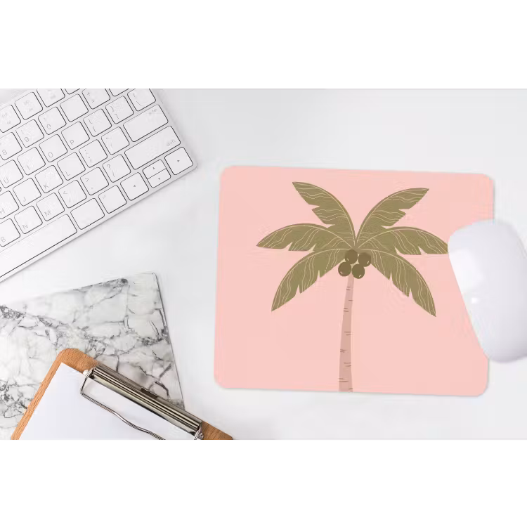 Boom - Palm - Natuur - Illustratie - Roze muismat rubber klein -witbureau