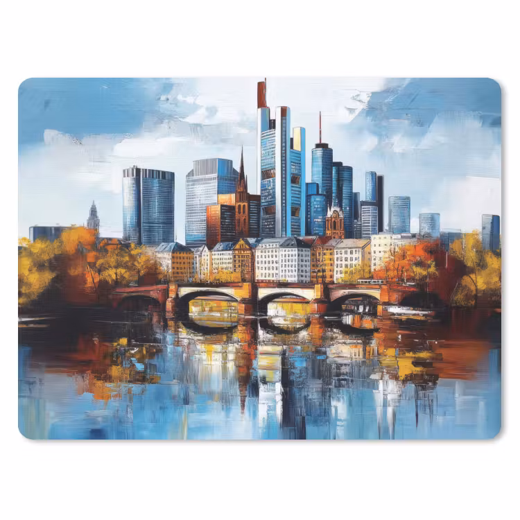 Bomen Frankfurt- Stad - Skyline - Brug muismat rubber klein -3d