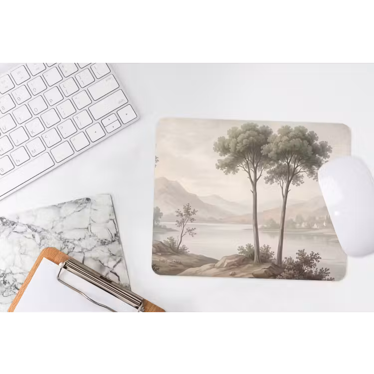 Bomen - Meer - Bergen - Illustratie muismat rubber klein -witbureau