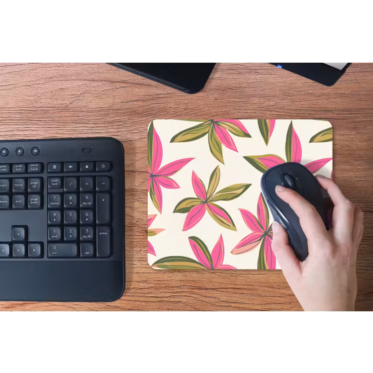 Tropisch - Bloem - Roze muismat rubber klein 262 -toetsenbord