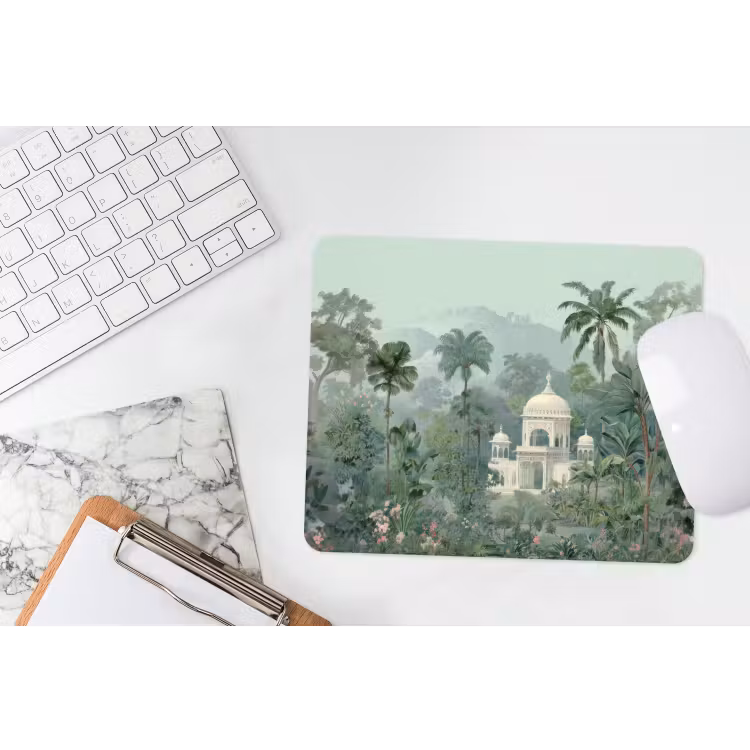 Tropische tuin - Koepelgebouw - Bloemen muismat rubber klein -witbureau