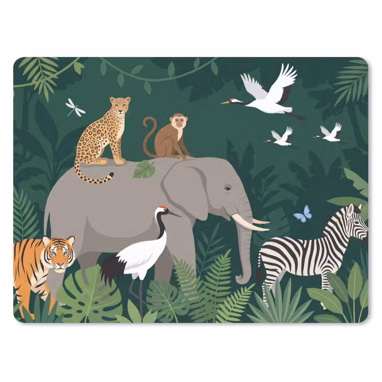 Tropisch - Jungle - Groen muismat rubber klein -3d