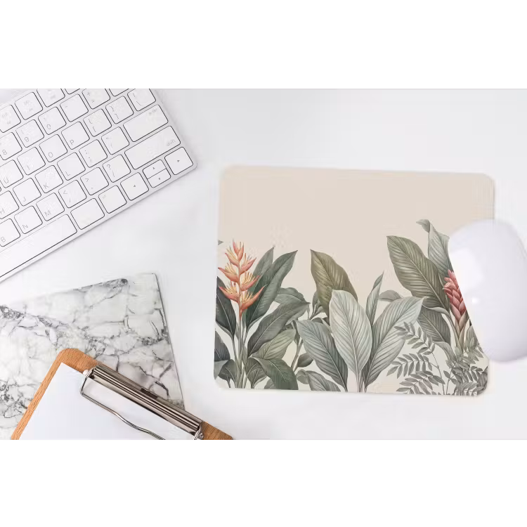Tropisch - Planten - Modern - Groen muismat rubber klein -witbureau