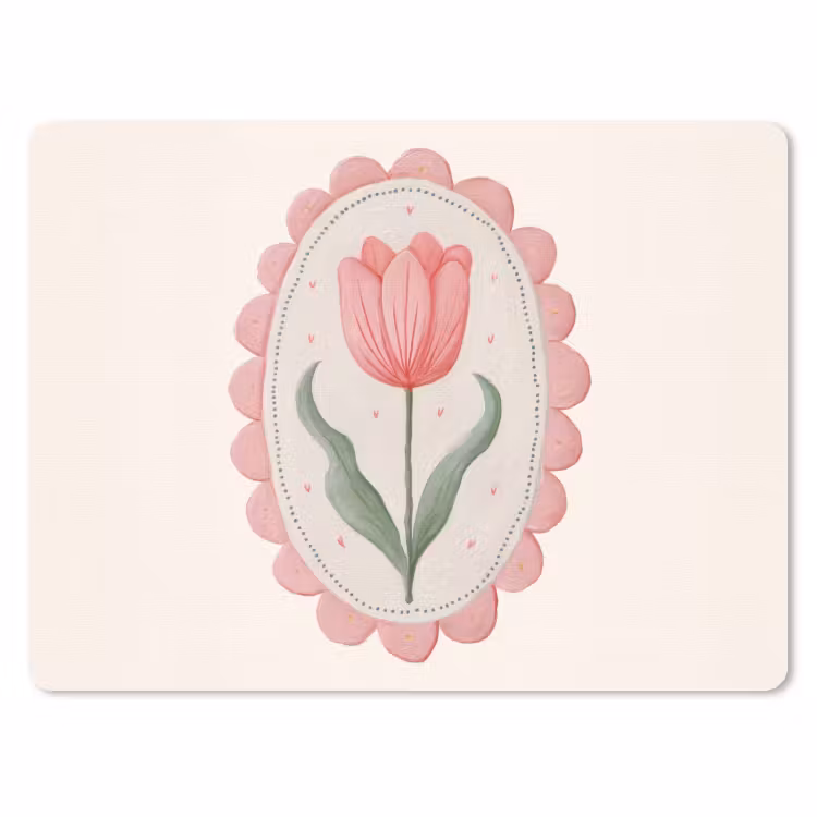 Tulp - Lijst - Ovaal - Illustratie muismat rubber klein -3d