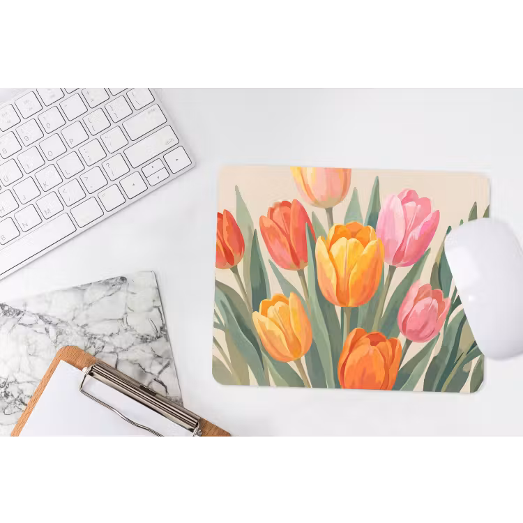 Tulpen - Abstract - Kleurrijk muismat rubber klein -witbureau