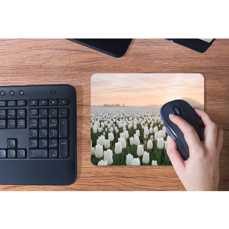 Tulpen - Landschap - Wit muismat rubber klein -toetsenbord