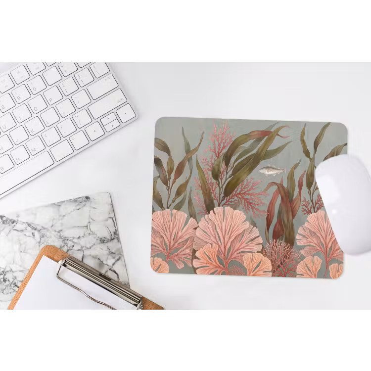 Onderwater - Planten - Vis - Vintage - Groen muismat rubber klein -witbureau