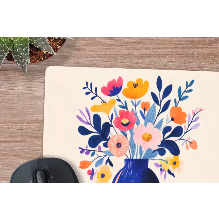 Vaas - Bloemen - Boeket muismat rubber klein -closeup