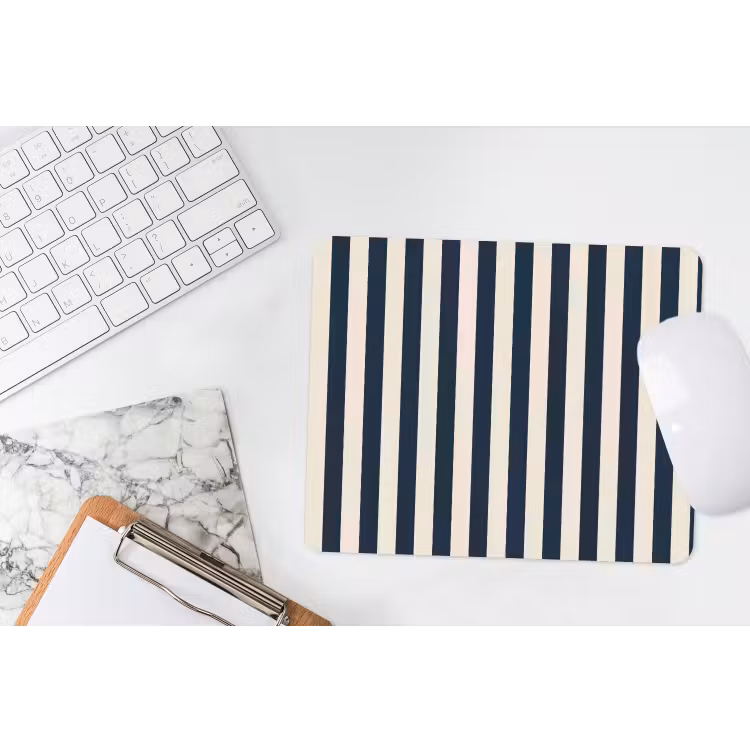 Verticale strepen - Blauw - Crème muismat rubber klein 262 -witbureau