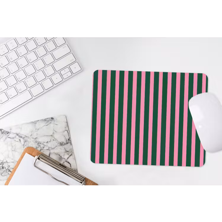 Verticale strepen - Groen - Roze muismat rubber klein 262 -witbureau