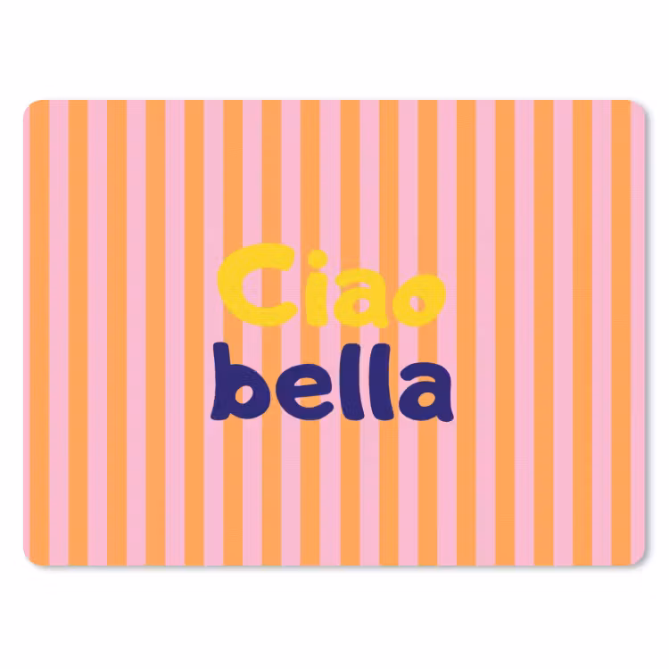Verticaal - Strepen - Oranje - Ciao bella muismat rubber klein -3d
