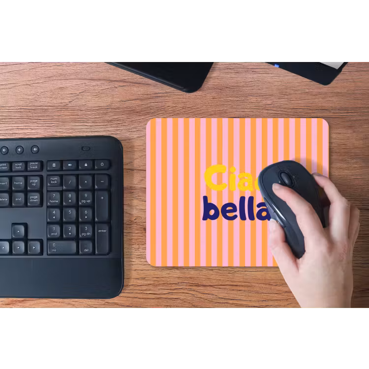 Verticaal - Strepen - Oranje - Ciao bella muismat rubber klein -toetsenbord
