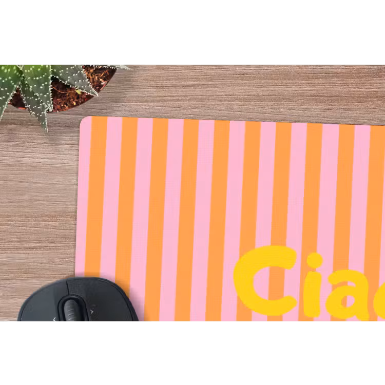 Verticaal - Strepen - Oranje - Ciao bella muismat rubber klein -closeup