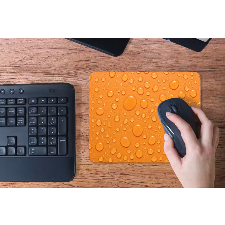 Water - Druppels - Oranje muismat rubber klein -toetsenbord