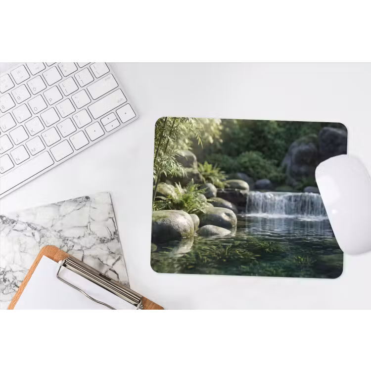 Beek - Waterval - Natuur - Groen muismat rubber klein -witbureau