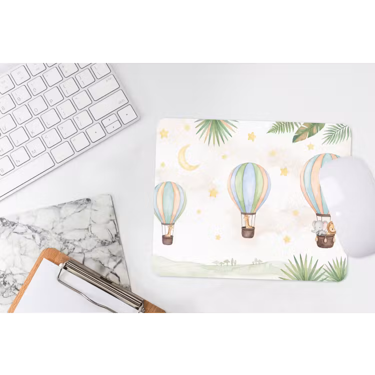 Aquarel - Luchtballonnen - Pastel muismat rubber klein -witbureau