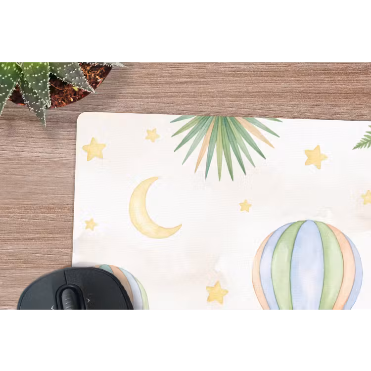 Aquarel - Luchtballonnen - Pastel muismat rubber klein -closeup