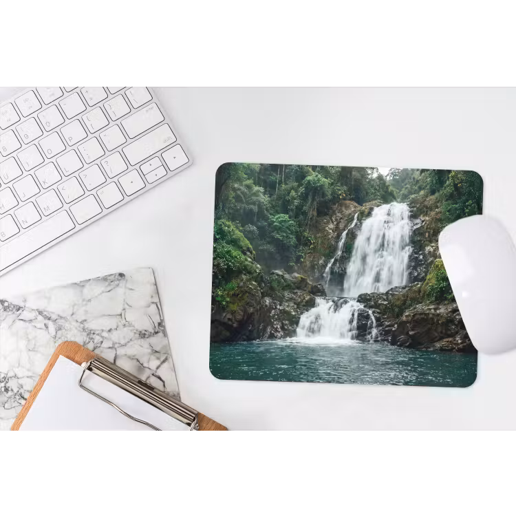 Waterfall - Forest - Nature - Greenkhgyguyg muismat rubber klein -witbureau