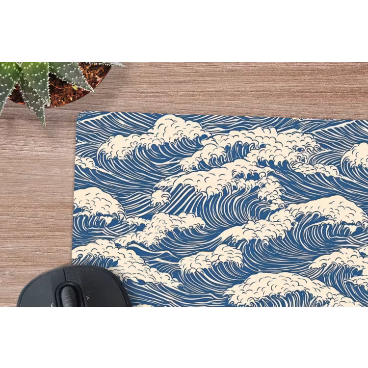 Golven - Klassiek - Blauw muismat rubber klein 262 -closeup