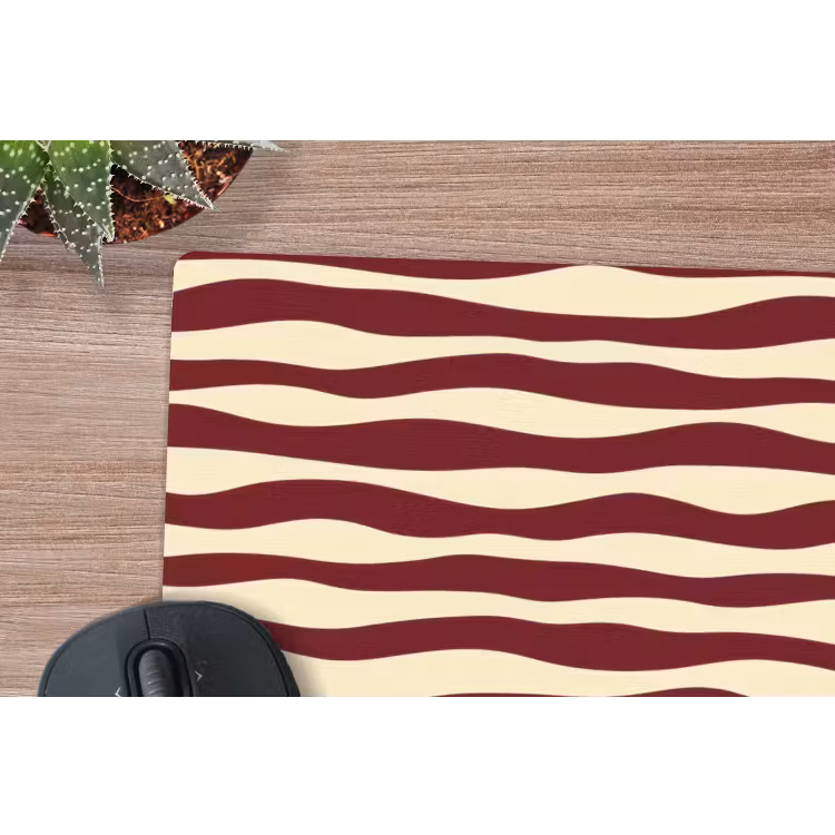 Golven - Rood - Patroon - Crème muismat rubber klein 262 -closeup