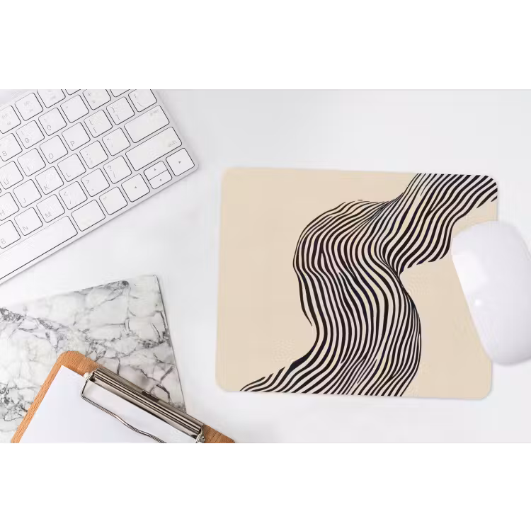 Golvend - Lijnen - Abstract - Silhouet muismat rubber klein -witbureau
