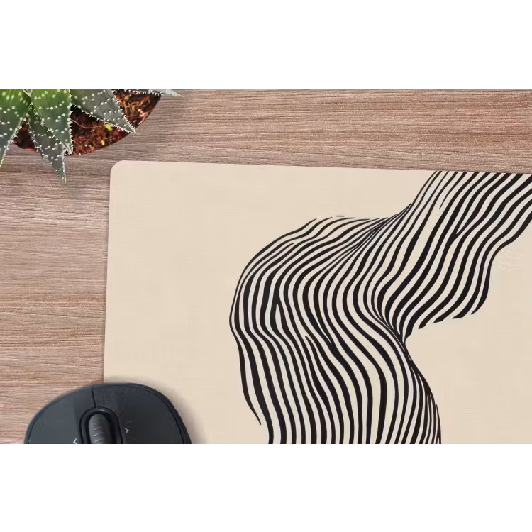 Golvend - Lijnen - Abstract - Silhouet muismat rubber klein -closeup