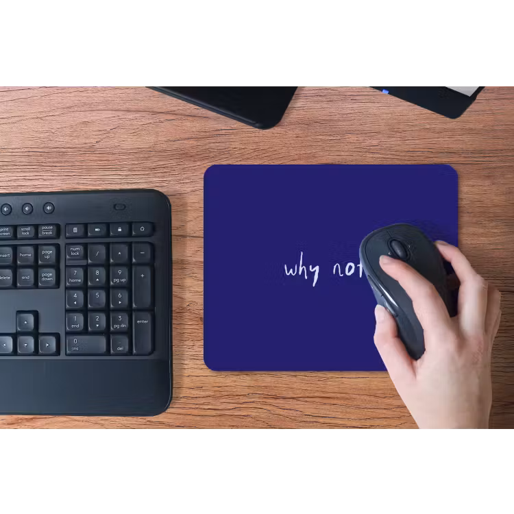 Why not - Blauw - Handgeschreven muismat rubber klein -toetsenbord