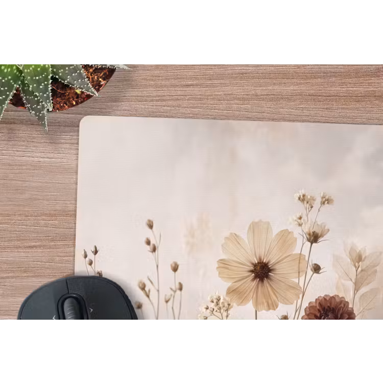 Wilde bloemen - Botanisch - Vintage - Natuur - Rustiek muismat rubber klein -closeup