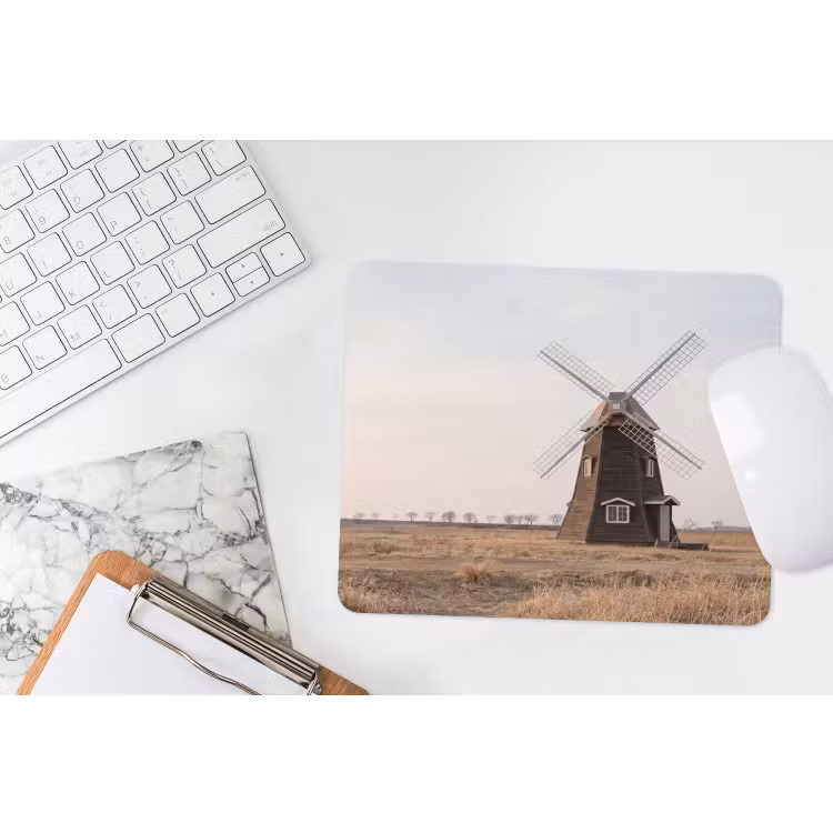 Windmolens - Landschap - Veld muismat rubber klein -witbureau