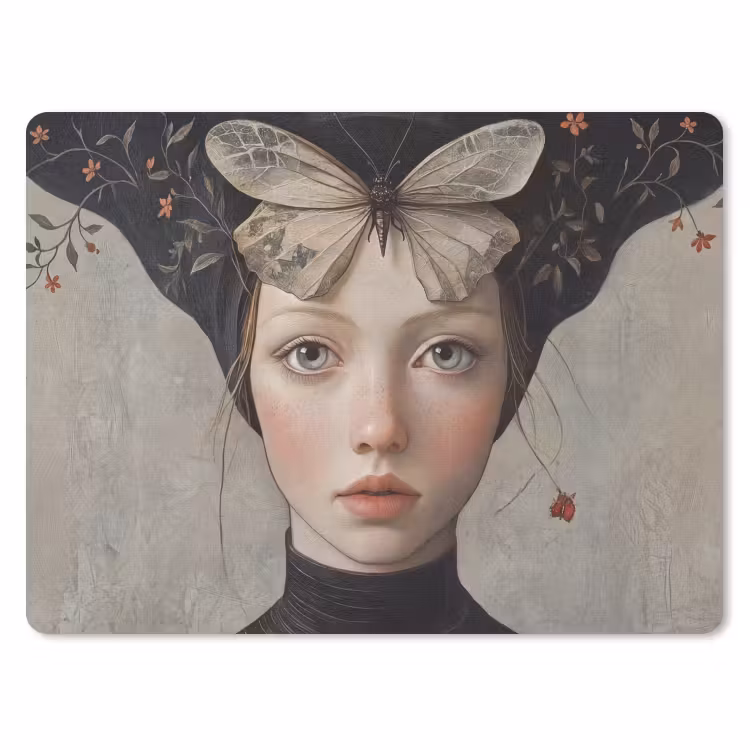 Woman - Butterfly - Art - Classic - Muted muismat rubber klein -3d