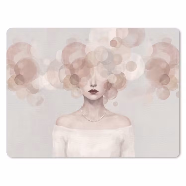 Vrouw - Cirkels - Beige muismat rubber klein -3d