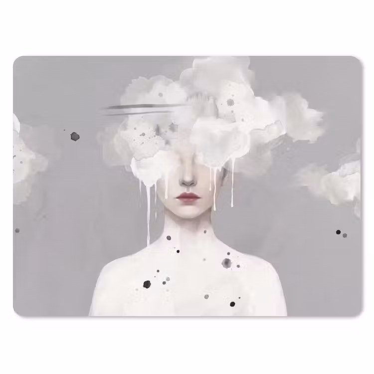 Vrouw - Wolk - Grijs muismat rubber klein -3d