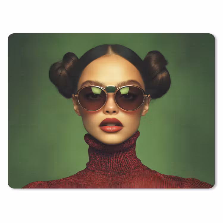 Vrouw - Groen - Bril - Aesthetic - Modern muismat rubber klein -3d