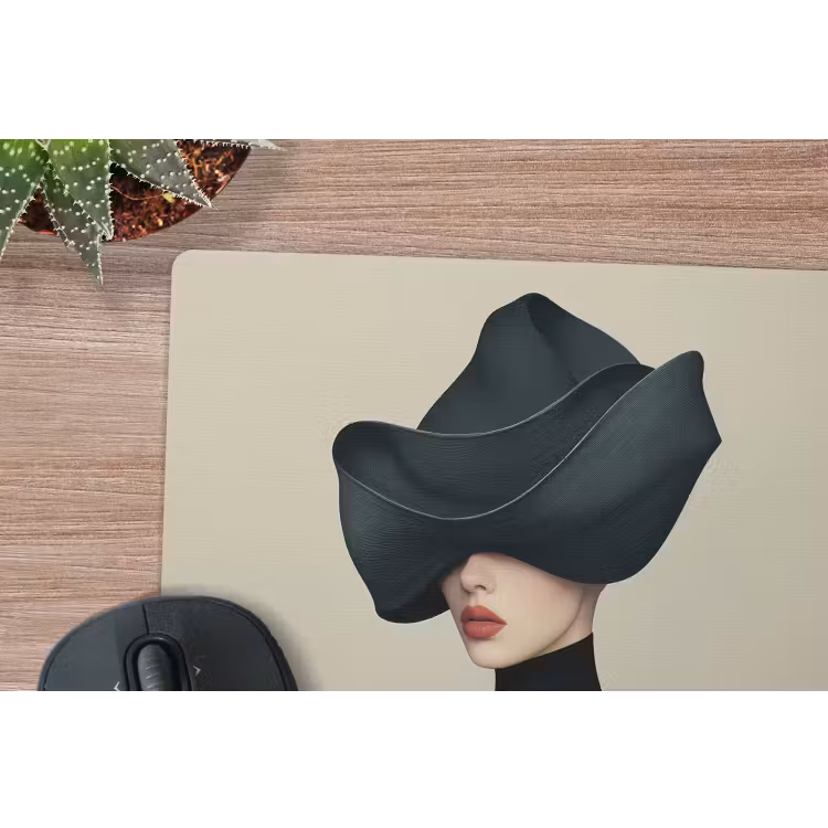 Vrouw - Groen - Hoed muismat rubber klein -closeup