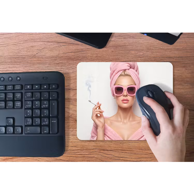 Vrouw - Roze - Wijn - Zonnebril muismat rubber klein -toetsenbord