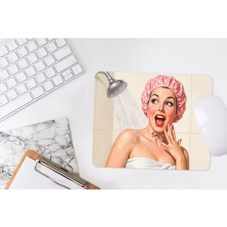 Vrouw - Douche - Roze muismat rubber klein -witbureau