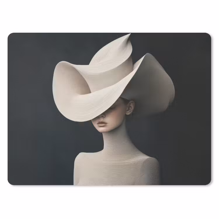 Vrouw - Golvende - Hoed muismat rubber klein -3d