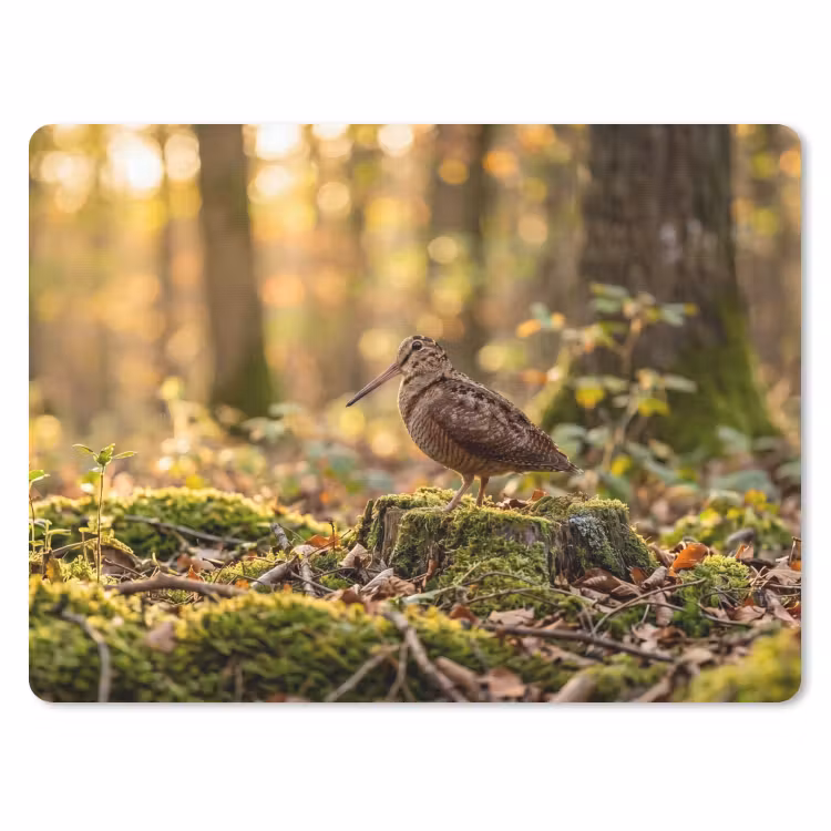 Houtsnip - Bos - Bladeren - Herfst - Gecamoufleerd muismat rubber klein -3d