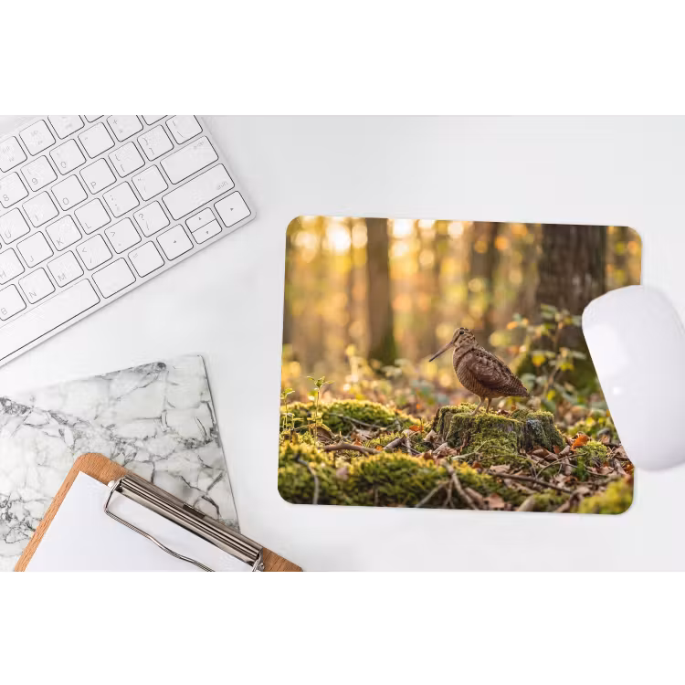 Houtsnip - Bos - Bladeren - Herfst - Gecamoufleerd muismat rubber klein -witbureau