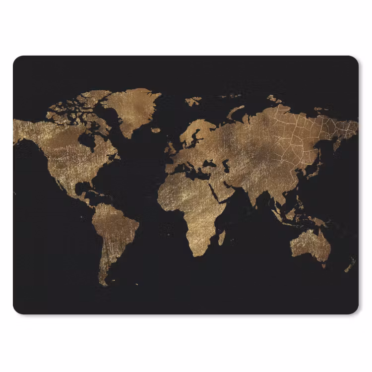 Wereldkaart - Goud - Luxe - Aarde - Zwart muismat rubber klein -3d