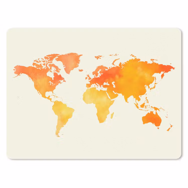 Wereldkaart - Oranje - Kleurrijk muismat rubber klein -3d