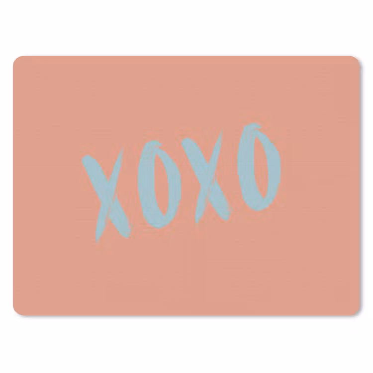 XOXO - Blauw - Perzikkleur muismat rubber klein -3d